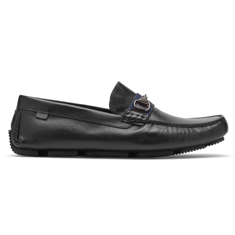 Rockport Rhyder Bit Slip-Ons - Mens Loafers - Black - NZ (XFO-641578)